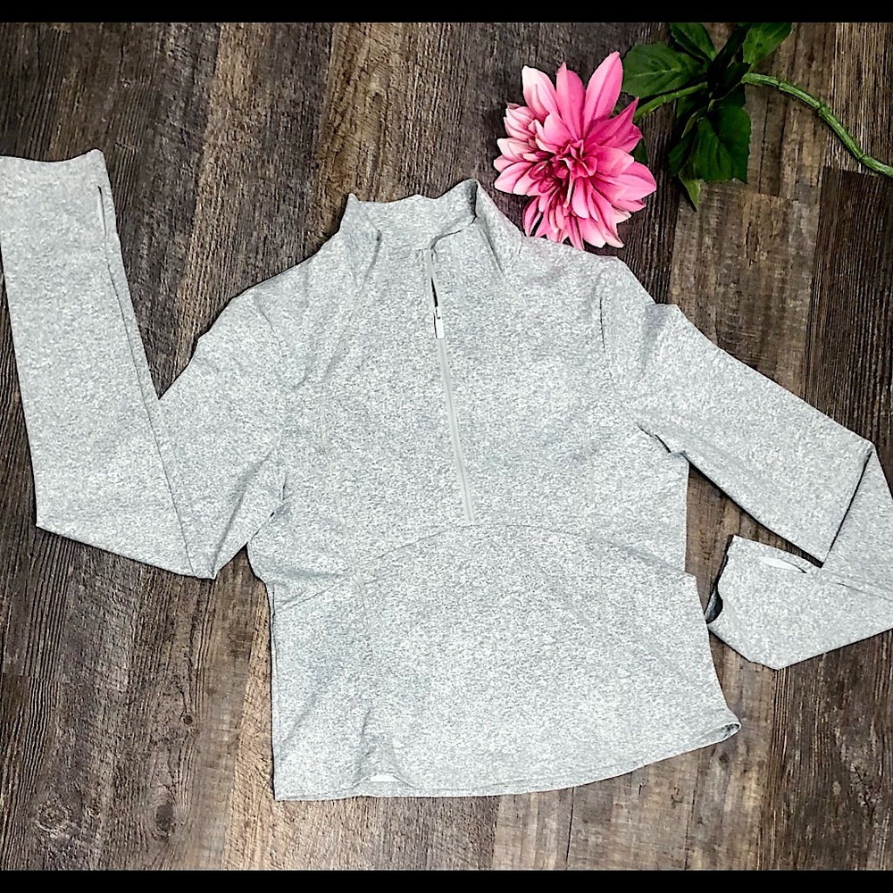 Pink Victoria Secret Active Wear. Light gray long sleeve top Large NWT (B3)